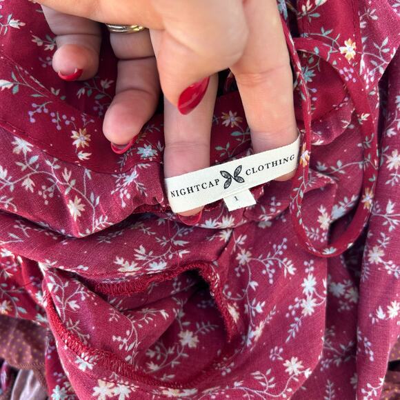 Nightcap Clothing Reversible Bohemian Boho Maxi Dress Red Ruffles Victorian 1 S - Picture 12 of 14